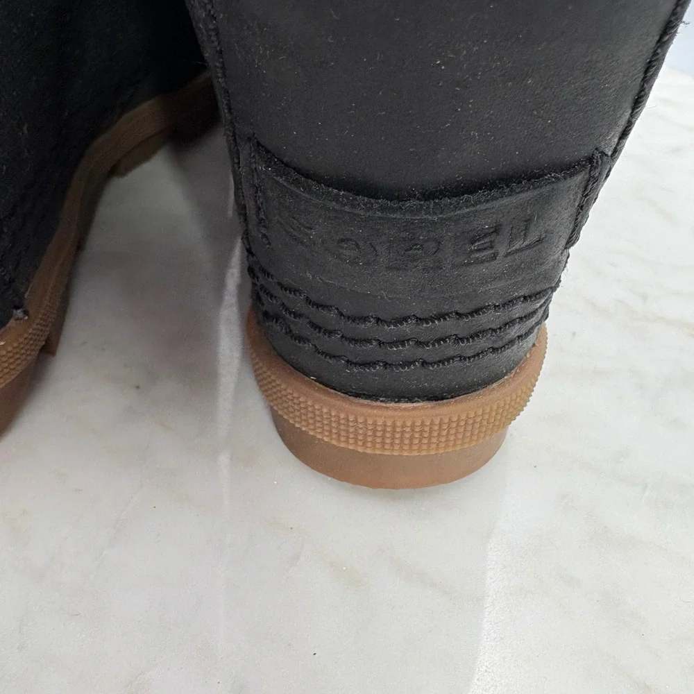 Sorel PDX Wedge Boots Women 6.5 Black Excellent LaceUp Canvas Leather Waterproof